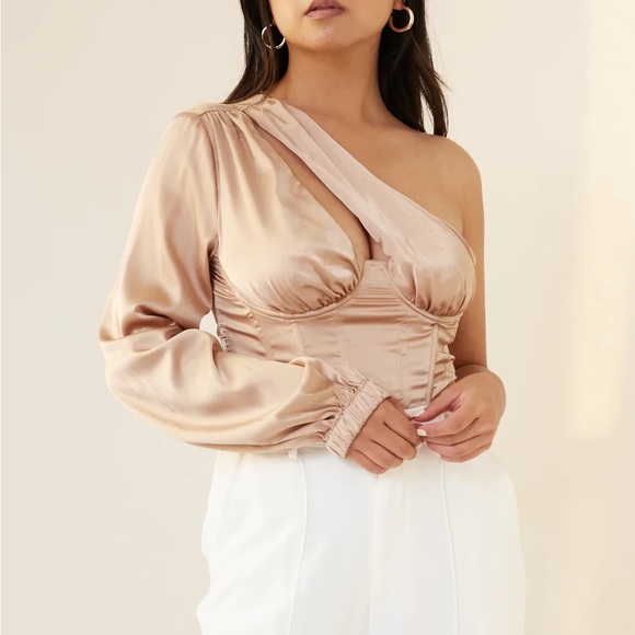 Satin one shoulder corset top - Picture 2 of 2